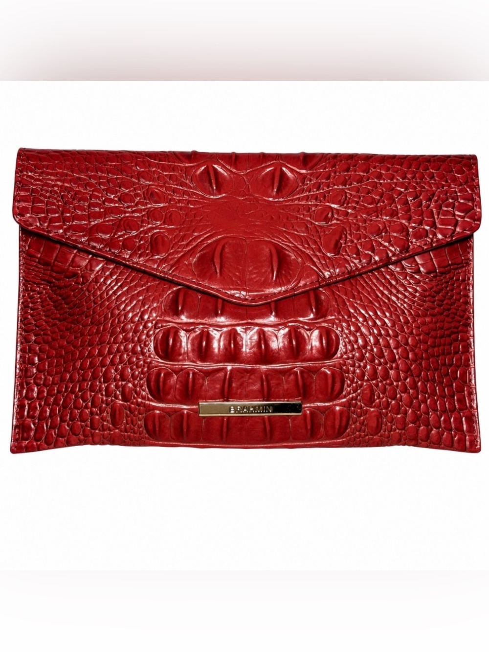 Brahmin Clutch - Melbourne Croc-Embossed Envelope Clutch - Vibrant Red EUC